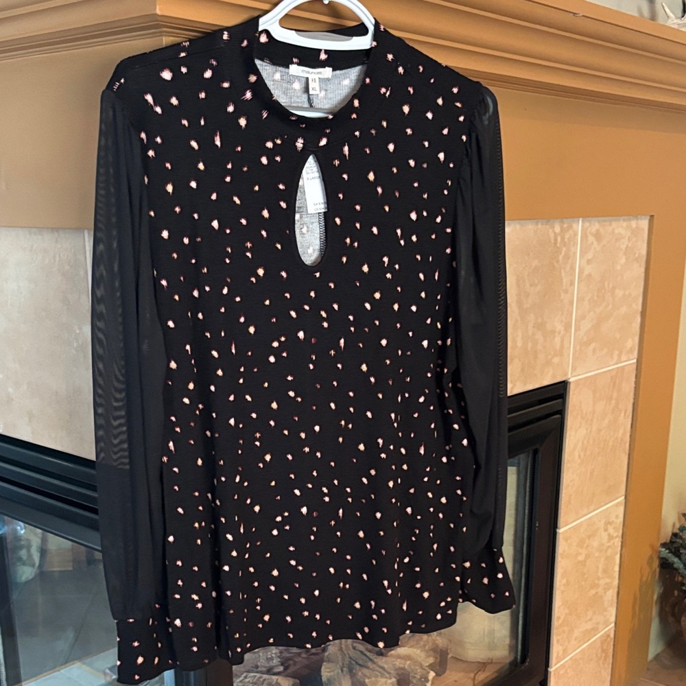 Elegant Black Blouse with Pink Accents